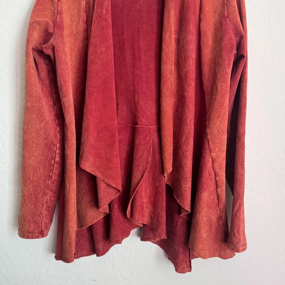 Testimony Los Angeles Rust Mineral Wash French‎ Terry Waterfall Cardigan Small